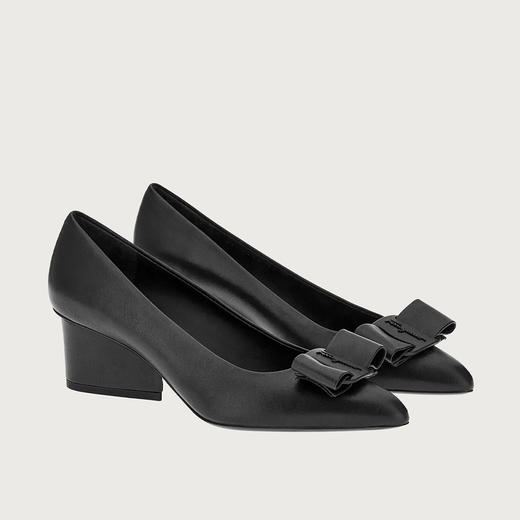FERRAGAMO 菲拉格慕 女士皮革 VIVA 超大蝴蝶结高跟鞋 黑色 730829 商品图0