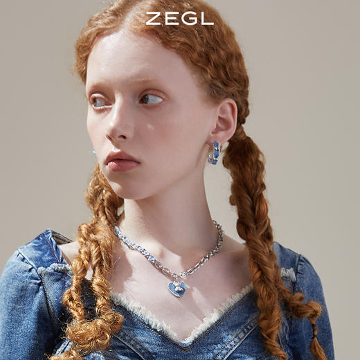 ZEGL爱心小熊丹宁风项链女轻奢小众嘻哈甜酷风锁骨链t恤牛仔配饰 商品图1