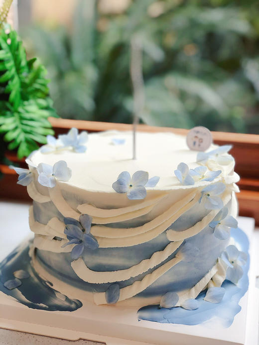 蓝色绣球花奶油蛋糕 下单前请仔细阅读商品详情 商品图0