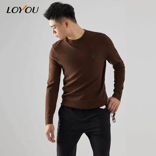 【名盾】LOYOU/朗逸秋冬新品男士羊毛衫圆领长袖休闲纯色针织打底衫 商品图1