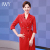 IWY/高级感西装连衣裙女前开叉气质绑带年会演讲主持人礼服正装职业装213175Q1 商品缩略图3