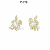 ZEGL设计师本命年系列如意兔子如意锁耳钉女猫眼石耳环银针耳饰品 商品缩略图3