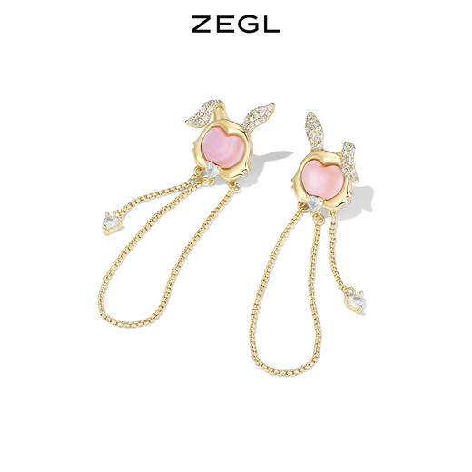 ZEGL设计师本命年系列桃花兔子流苏耳环女长款耳钉银针秋冬耳饰品 商品图3