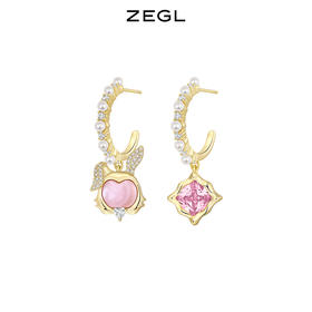 ZEGL设计师本命年系列桃花兔子耳环女小众设计感高级耳钉银针耳饰