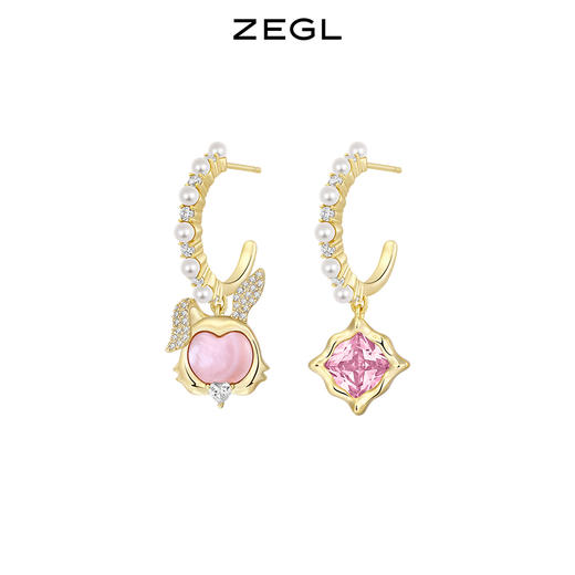 ZEGL设计师本命年系列桃花兔子耳环女小众设计感高级耳钉银针耳饰 商品图0