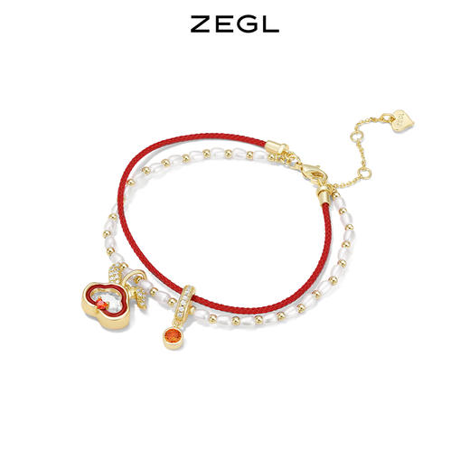 ZEGL设计师本命年系列如意兔子红绳手链女双层手绳人造珍珠手饰品 商品图3