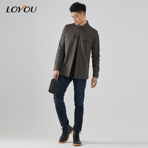 【名盾】LOYOU/朗逸秋冬新款男士衬衫翻领休闲衬衫外套 商品图3