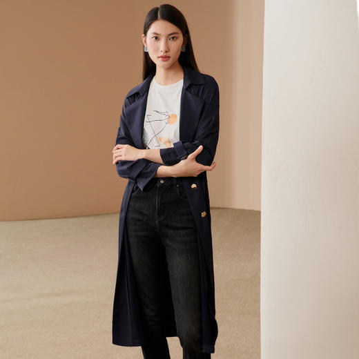 EITIE爱特爱中长款修身显瘦休闲风衣外套女潮风衣6904603 商品图2