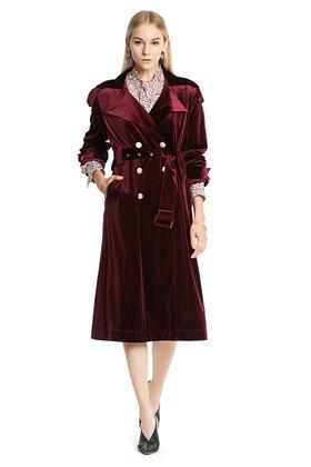 DOTACOKO 后开衩束腰绒面风衣 3749