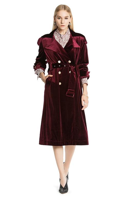 DOTACOKO 后开衩束腰绒面风衣 3749 商品图0