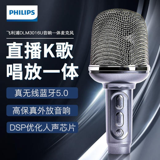 飞利浦双人合唱麦克风蓝牙音响一体话筒DLM3016U 商品图0