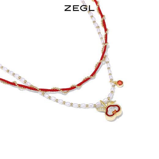 ZEGL设计师本命年系列如意锁兔子项链女生轻奢小众双层红绳锁骨链 商品图3