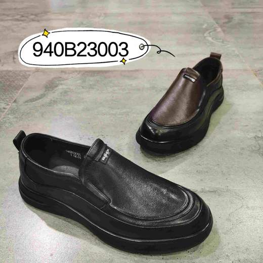 新品全牛皮商务休闲男士单鞋940B23003 商品图0