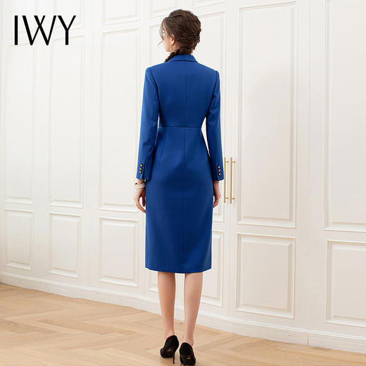 IWY/高端宝蓝色西装连衣裙女秋季时尚气质工作服双排扣职Q810 商品图3