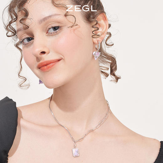 ZEGL设计师奶油少女系列猫咪爱心耳环女小众紫色耳钉银针秋冬耳饰 商品图1