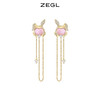 ZEGL设计师本命年系列桃花兔子流苏耳环女长款耳钉银针秋冬耳饰品 商品缩略图0