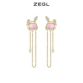 ZEGL设计师本命年系列桃花兔子流苏耳环女长款耳钉银针秋冬耳饰品