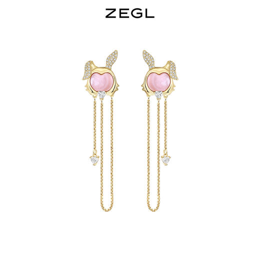 ZEGL设计师本命年系列桃花兔子流苏耳环女长款耳钉银针秋冬耳饰品 商品图0