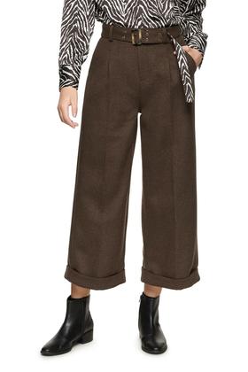 AVA 复古束腰羊毛高腰长裤 8359