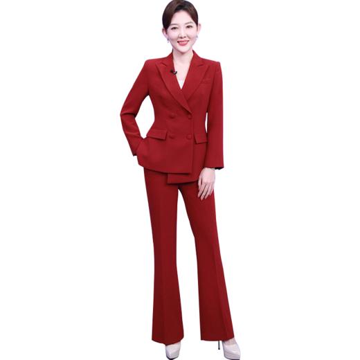 IWY/经典酒红色西装套装女秋冬2022新款英伦风设计感西服正装职业装olC11358+P31358 商品图4