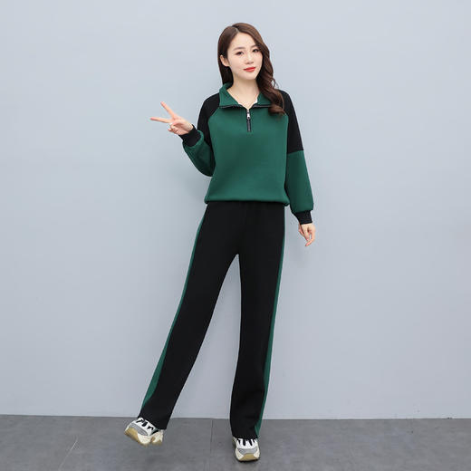 休闲运动服套装2022新款加绒时尚洋气两件套减龄阔腿裤HR-WN8159 商品图1