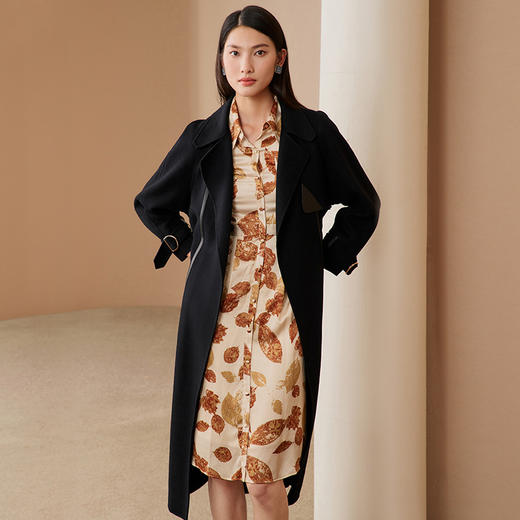 EITIE爱特爱冬季新款气质羊毛长款收腰系带毛呢大衣6814532 商品图2