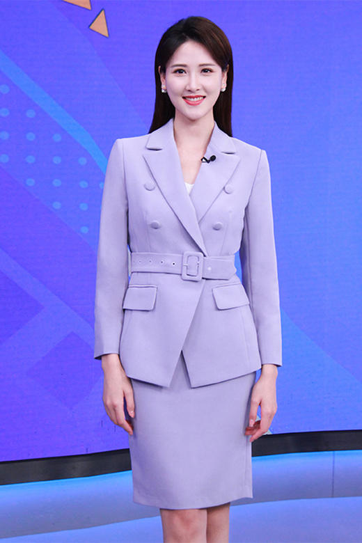 IWY/紫色声乐生艺考礼服女气质显瘦播音主持人正装西装套裙通勤职业装CS12105 商品图5