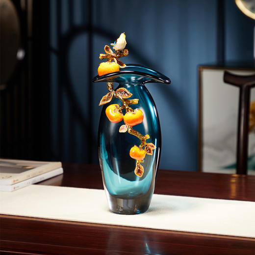 佛罗端斯-新款珐琅彩事事如意花瓶客厅玄关创意轻奢家居工艺摆件 商品图1