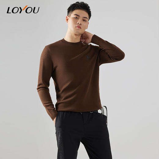 【名盾】LOYOU/朗逸秋冬新品男士羊毛衫圆领长袖休闲纯色针织打底衫 商品图0