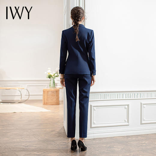 IWY/高级感商务总裁西装套装女气质干练藏青色西服工装销售工作服秋CP1602 商品图3