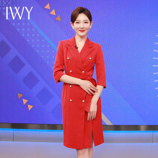 IWY/高级感西装连衣裙女前开叉气质绑带年会演讲主持人礼服正装职业装213175Q1 商品图0