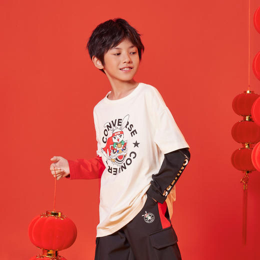 CONVERSE 春 大童 小童 长袖T恤 CNVN-LK-D691 商品图4