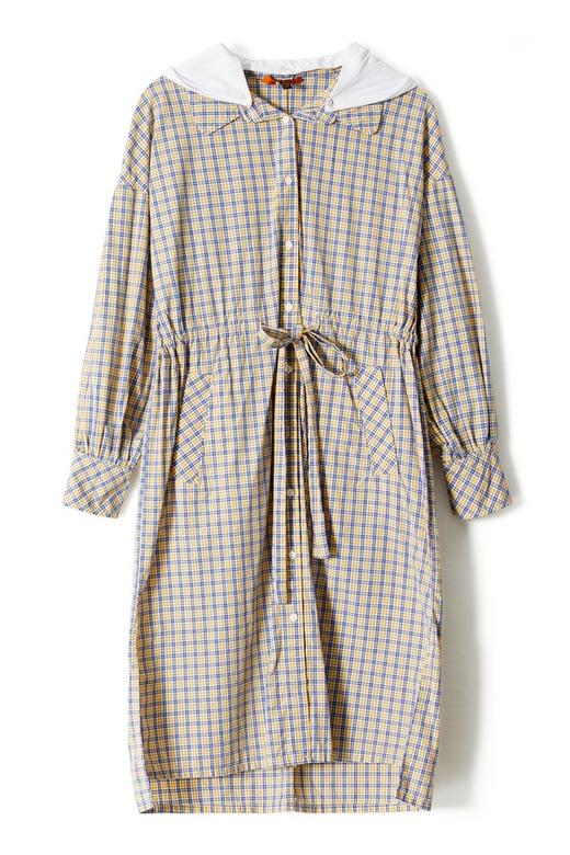 URBAN REVIVO 格纹系带连帽衬衫裙 4200 商品图5