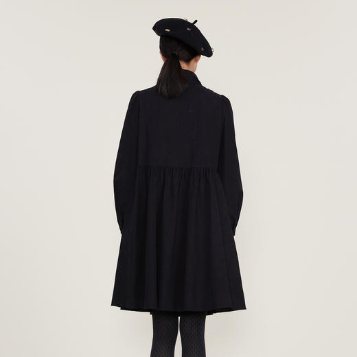 谜底2022冬季新款宽松A字型中长款连衣裙长袖女复古精致224ML1684 商品图2