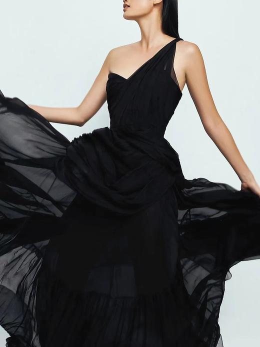 【投稿】喵娘精工@M60《密涅瓦的黄昏》不对称挂肩垂褶黑色连衣裙 商品图5