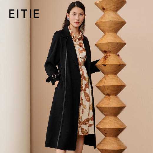 EITIE爱特爱冬季新款气质羊毛长款收腰系带毛呢大衣6814532 商品图0