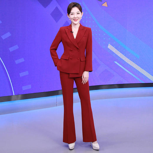 IWY/经典酒红色西装套装女秋冬2022新款英伦风设计感西服正装职业装olC11358+P31358 商品图0