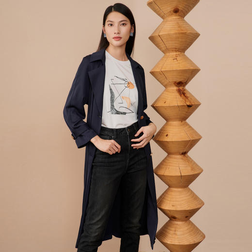 EITIE爱特爱中长款修身显瘦休闲风衣外套女潮风衣6904603 商品图3