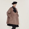 谜底2022冬季新款A字型圆领格纹大衣女双排扣中长款毛呢224MD1703 商品缩略图2