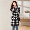 格纹毛呢中长款冬季2022新款感牛角扣小个子呢大衣HR-WY23309 商品缩略图1