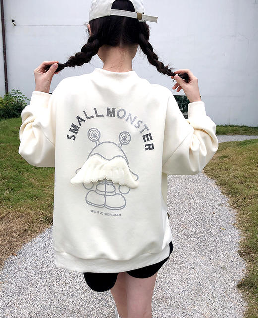 P&X设计师女装 2022冬季中长款卫衣休闲流行款 822417715 米色 商品图4