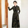 旗袍裙2022秋冬大摆裙彩金提花改良低领修身日常中国风KY-83720 商品缩略图1
