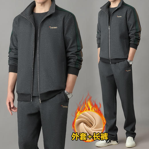SP67-2132新款男士时尚气质休闲宽松加绒加厚运动套装 商品图3