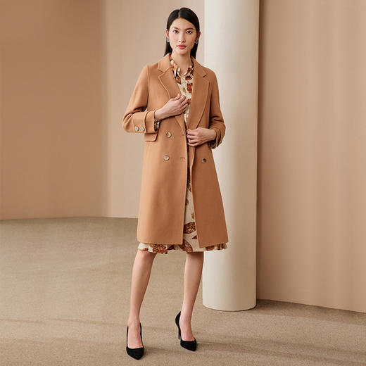 EITIE爱特爱冬季新款保暖100%绵羊毛中长款外套大衣6814530 商品图3