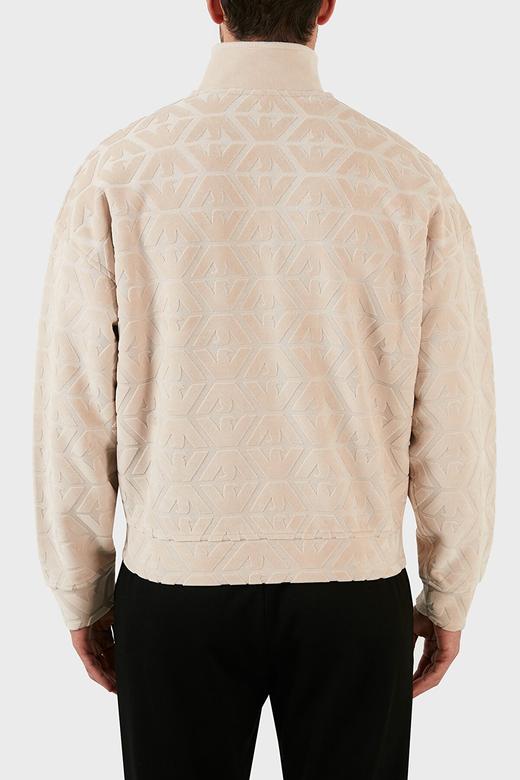 【新品速递】Emporio Armani 男士黑色全身提花徽标拉链软绒外套 6L1MN1 商品图4