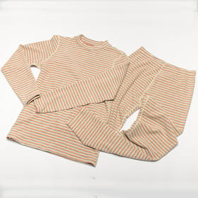 儿童中领条纹保暖套装羊毛蚕丝 男童女童【FB22733】