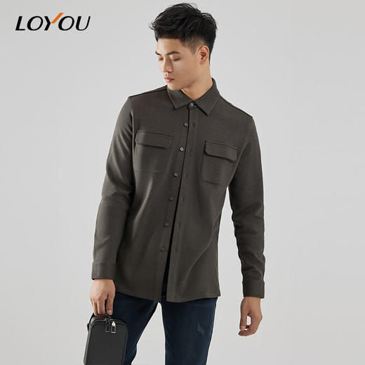 【名盾】LOYOU/朗逸秋冬新款男士衬衫翻领休闲衬衫外套 商品图1