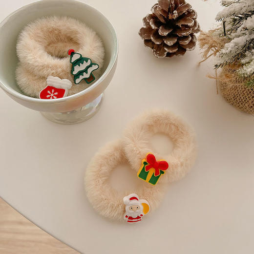 毛茸茸冬日可爱圣诞毛绒发圈圣诞节发饰网红发绳卡通麋鹿头绳圣诞小礼物gjl22 商品图9