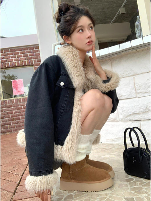 【女款】河南桑坡周冬雨mini厚底1.5cm/3cm /5cm羊皮毛一体雪地靴 商品图7