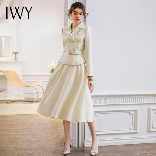 IWY/新款短款毛呢外套小香风套装女秋冬洋气时尚高级感两件套CS1627 商品图2